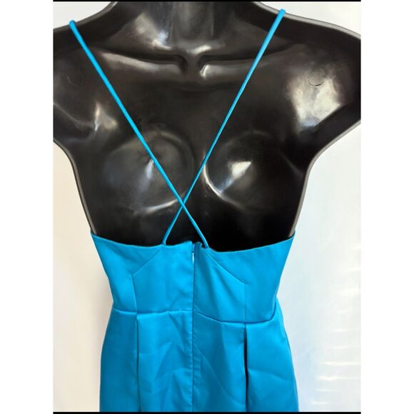 TOPSHOP Royal Blue Spaghetti Strap Satin Mini Dress Prom Cocktail Formal sz 2 - Picture 6 of 10